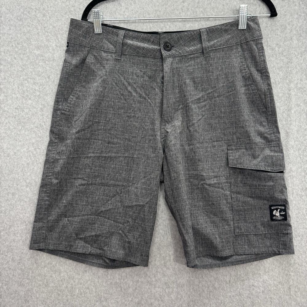 Vanphibian by Vans Men's Cargo Shorts Sz 32 Gray Check Hybrid 9" Inseam